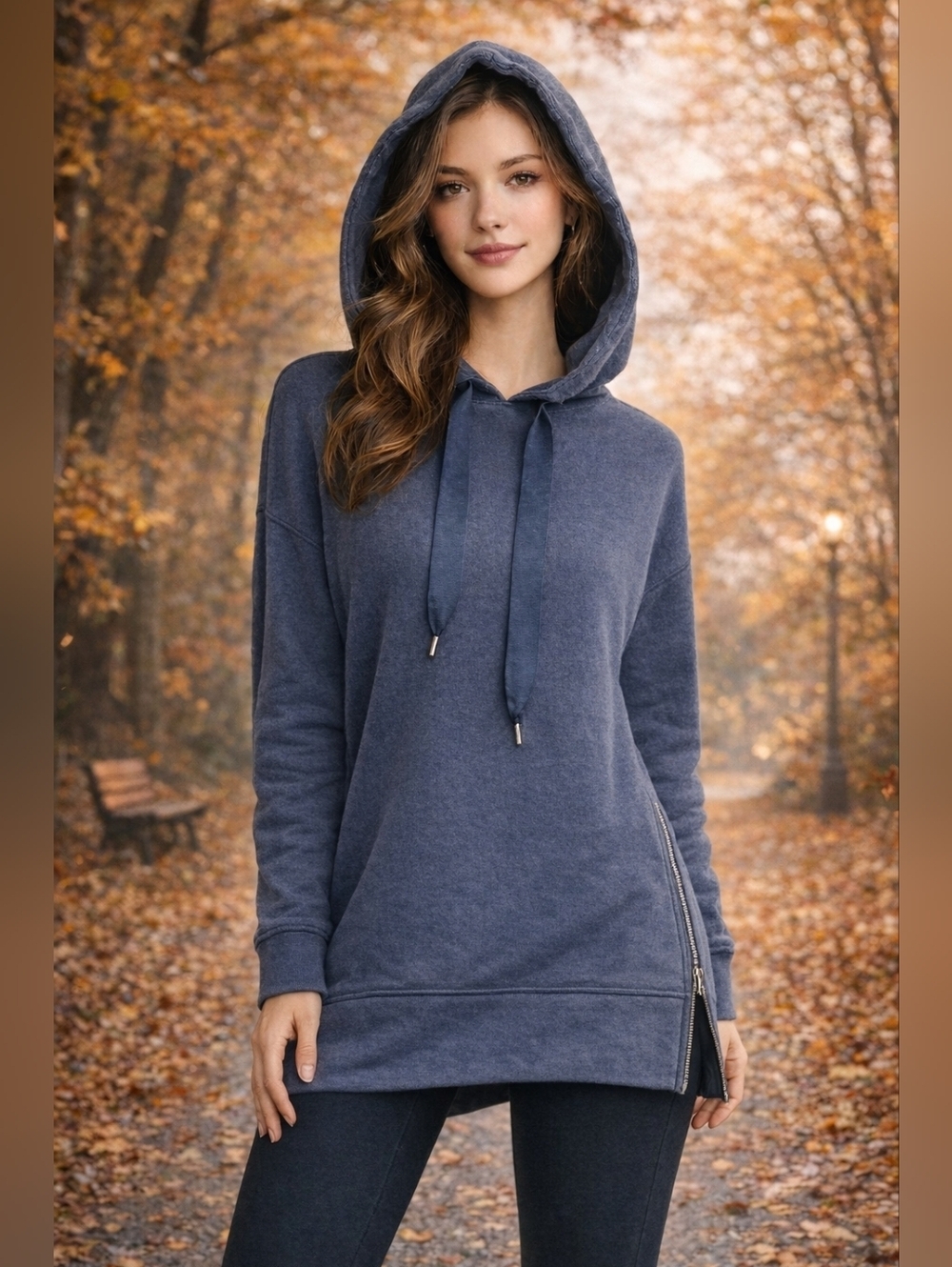 Aerie Blue Oversized Hooded Tunic Sweater